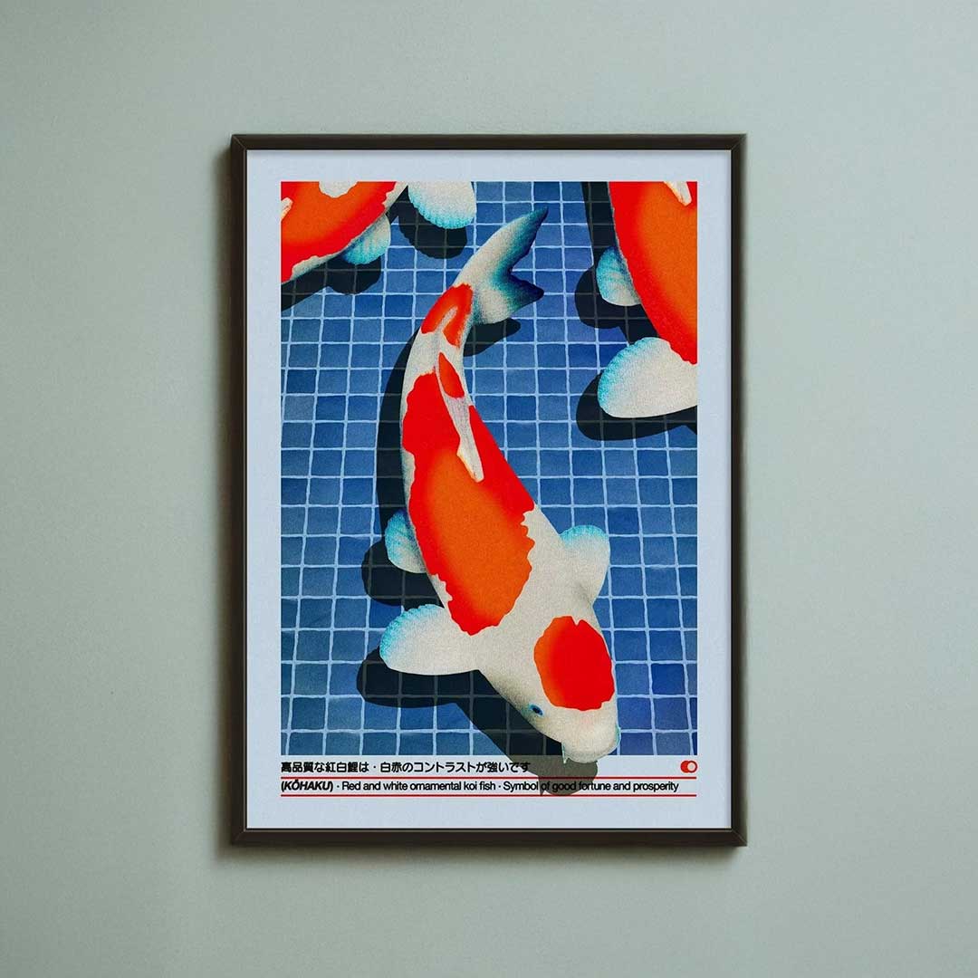 Koi Fish Japanese grid canvas art print
