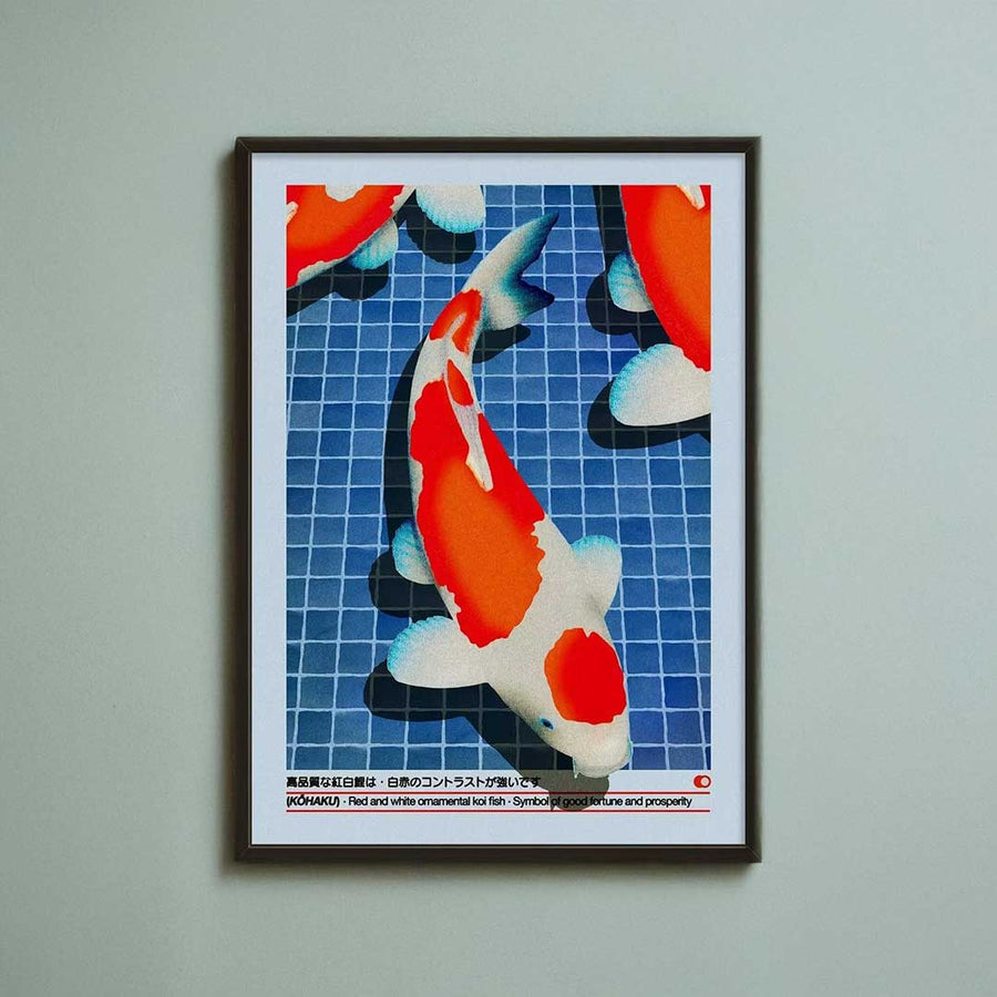 Koi Fish Japanese grid canvas art print