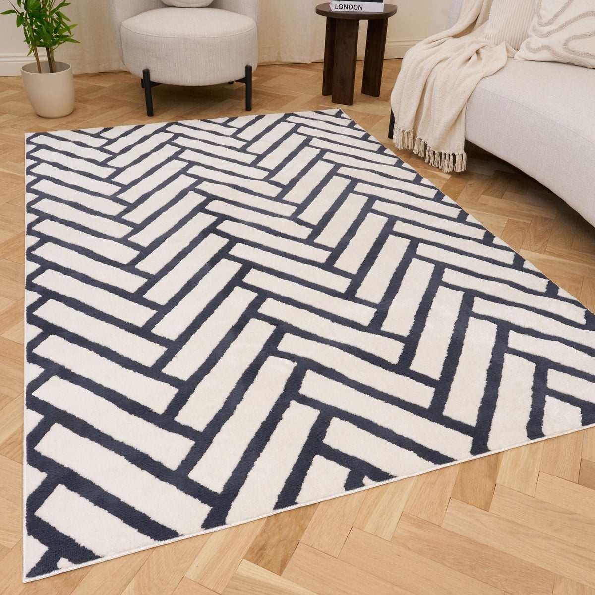Cobalt Chevron Rug — front product view