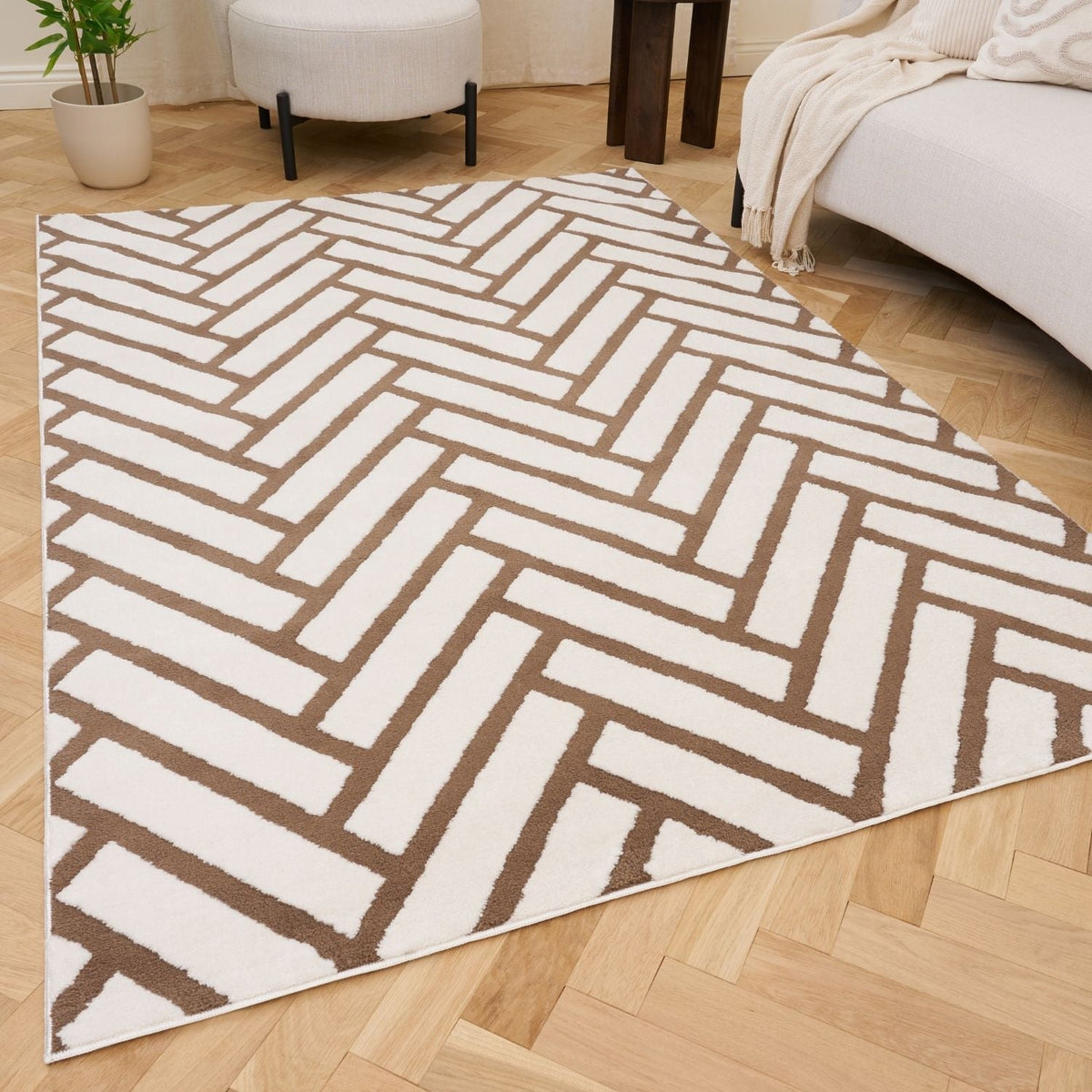 Cocoa Chevron Rug — front product view