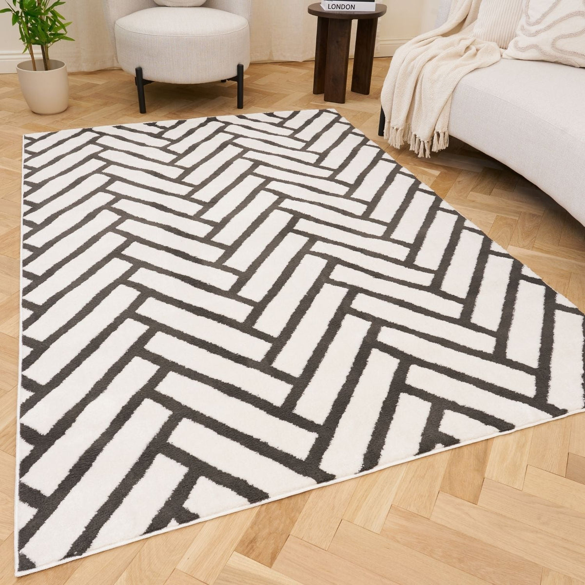 Slate Chevron Rug — front product view