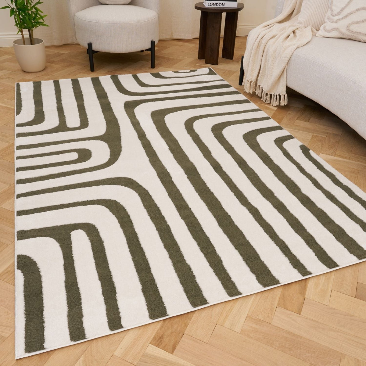 Olive Frame Rug — front product view