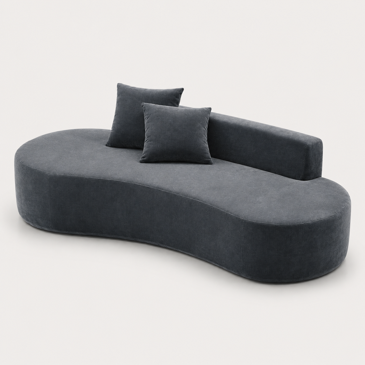 The Mallow Chaise Sofa in Midnight Blue with curved cloud-like silhouette