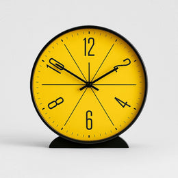 Modern Nordic Wall Clock with bold yellow analogue face