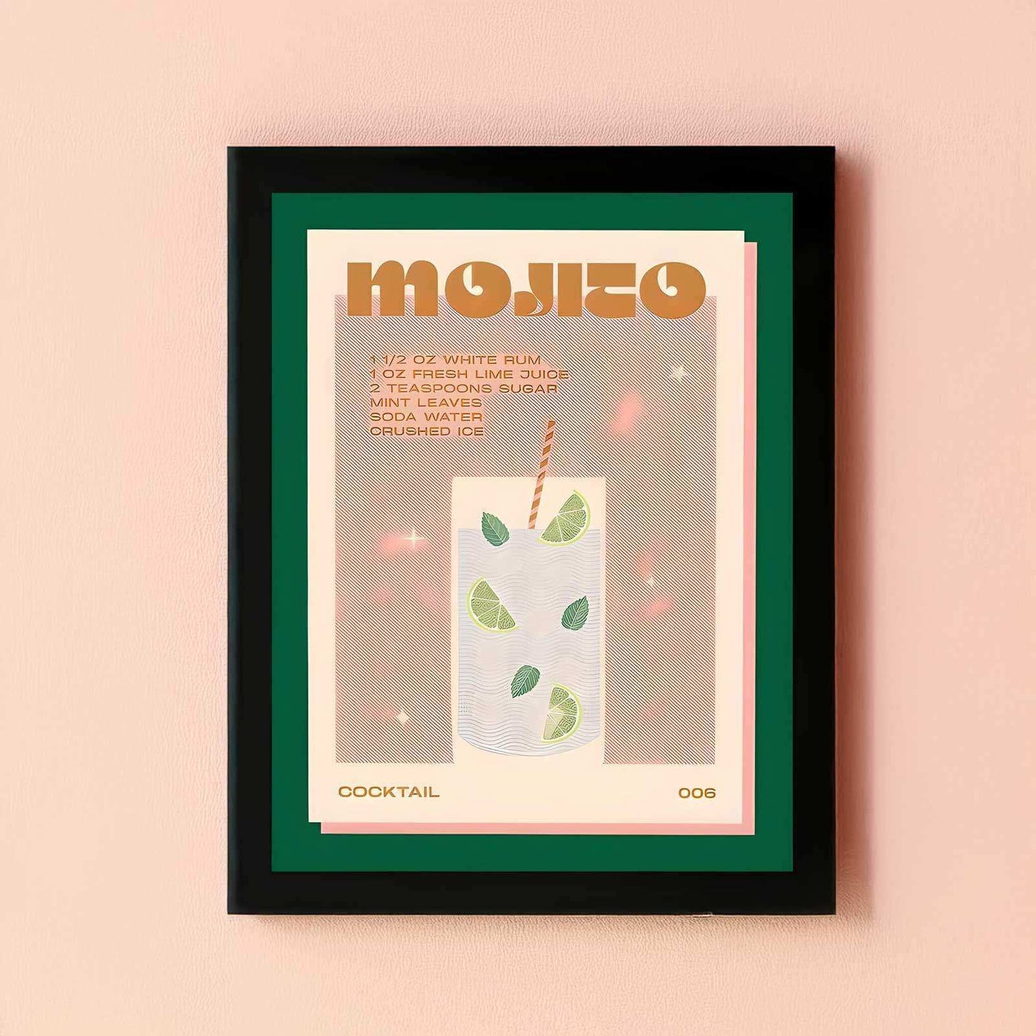 Mojito cocktail canvas print in fresh green tones