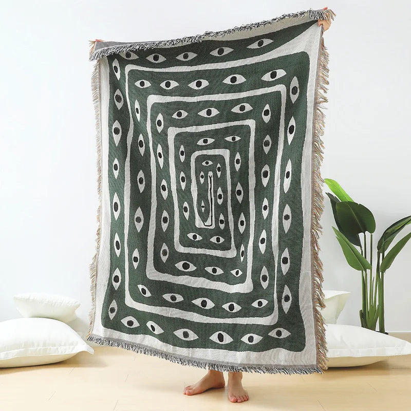 Mystic Gaze Woven Throw Blanket - Sickhaus - Quirky Home Accessories UK