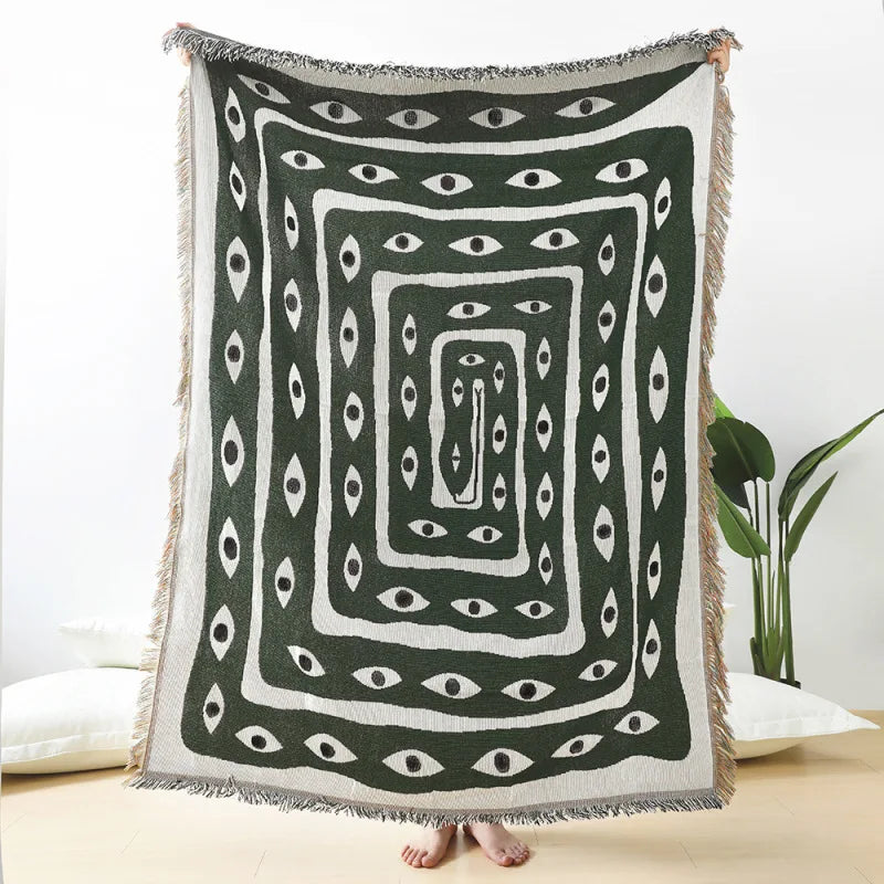 Mystic Gaze Woven Throw Blanket - Sickhaus - Quirky Home Accessories UK