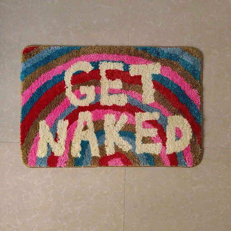 Colourful rainbow bath mat product view