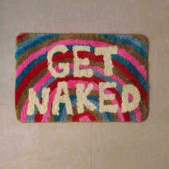 Colourful rainbow bath mat product view