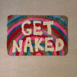 Colourful rainbow bath mat product view