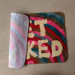 Get Naked bath mat rainbow design detail
