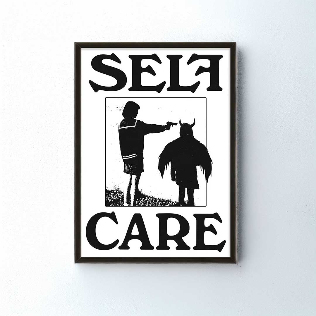 Self Care black and white canvas art print