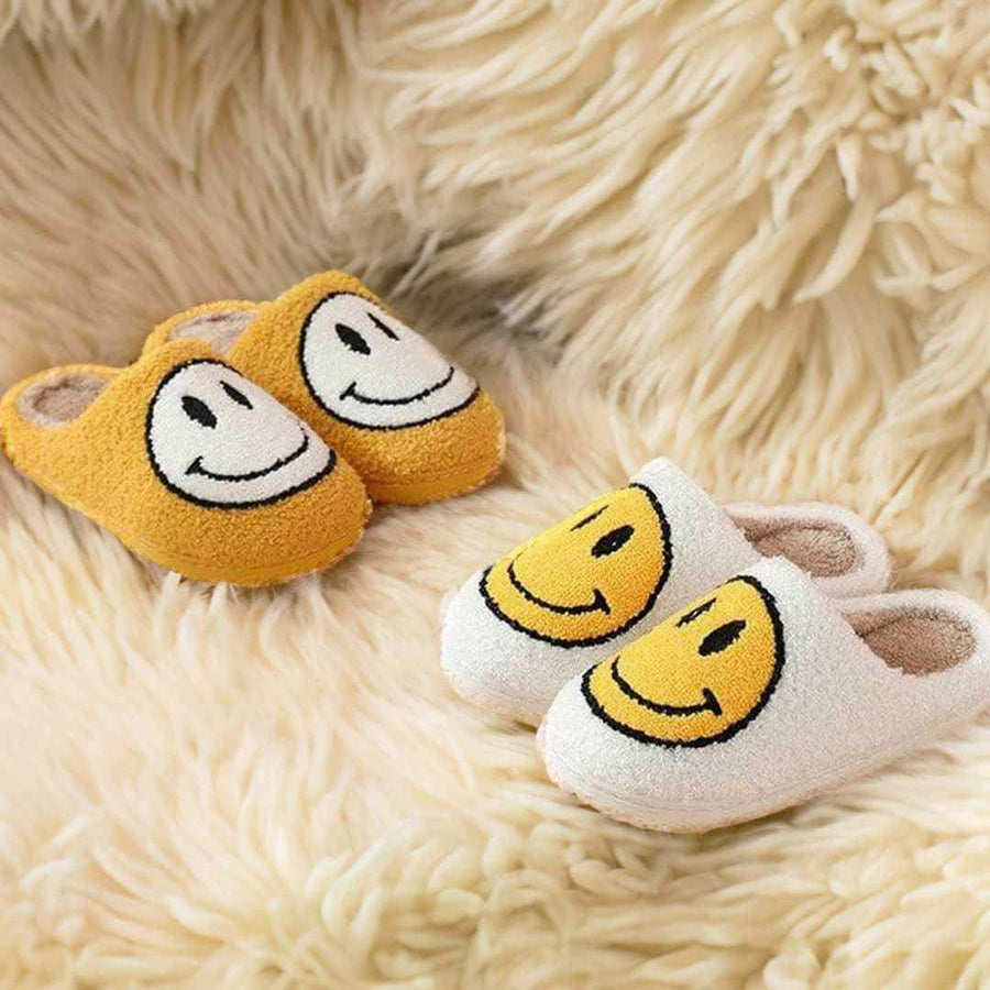 Smiling Slippers with embroidered happy-face design