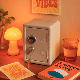 Grey compact Storage Locker for desktop storage
