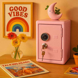 Pink miniature Storage Locker with combination and key locks