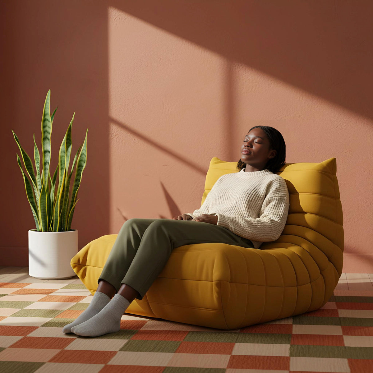 Sculptural Caterpillar Lounger Chair in a contemporary interior