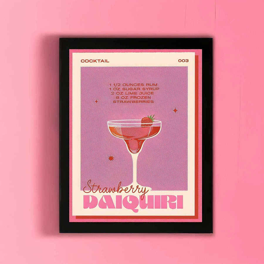 Strawberry Daiquiri cocktail canvas print in red and pink