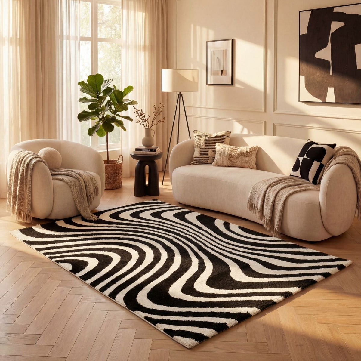 Mono Stripe Rug — room-scale view