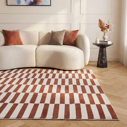 Clay Stripe Rug — styled interior view