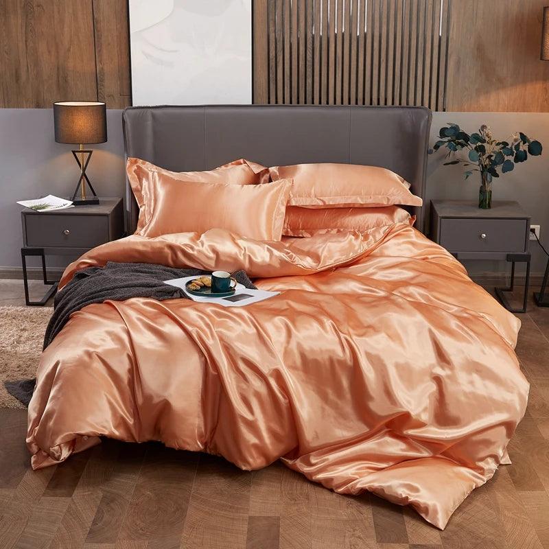 Sunset Peach Silk Bedding Set - Sickhaus