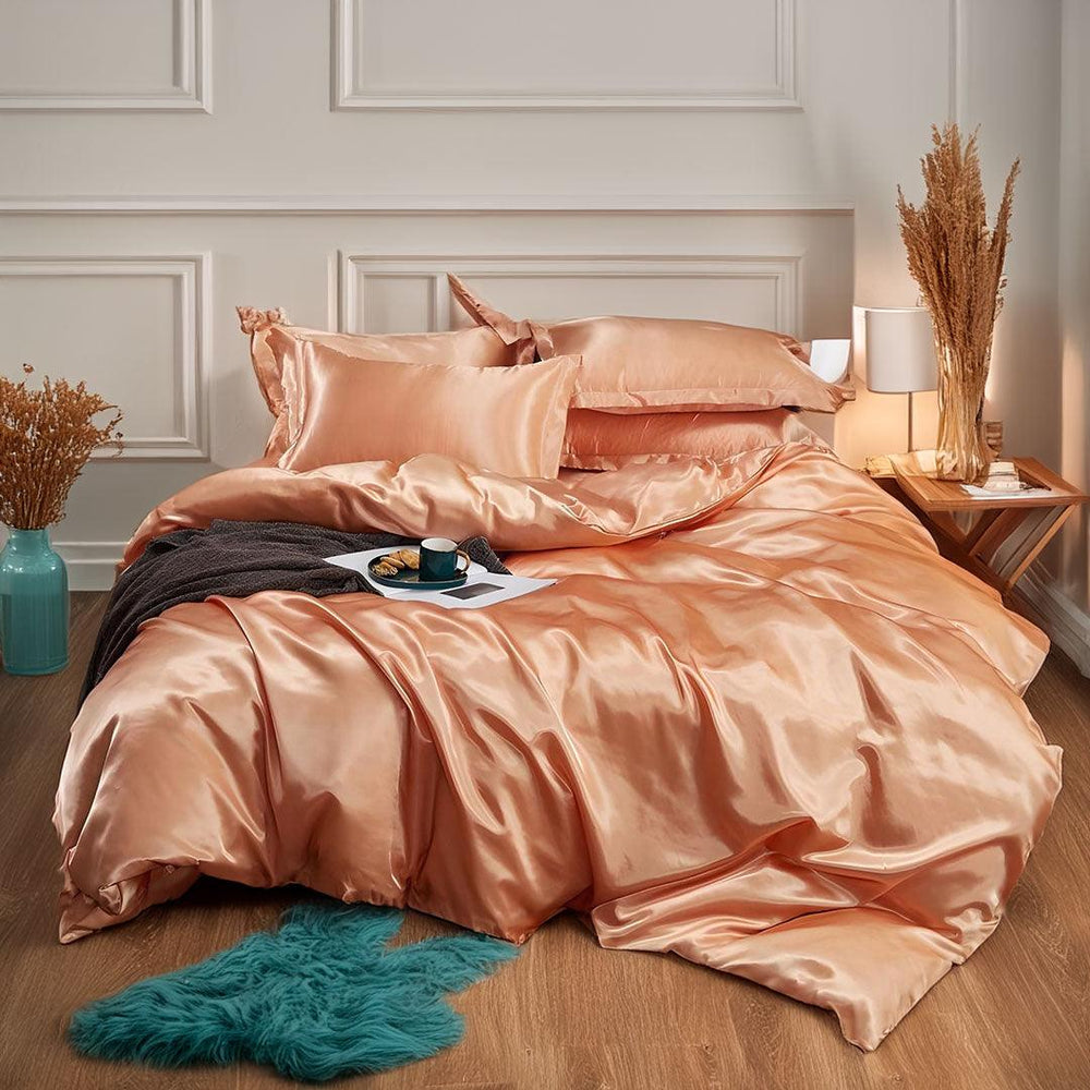 Sunset Peach Silk Bedding Set - Sickhaus