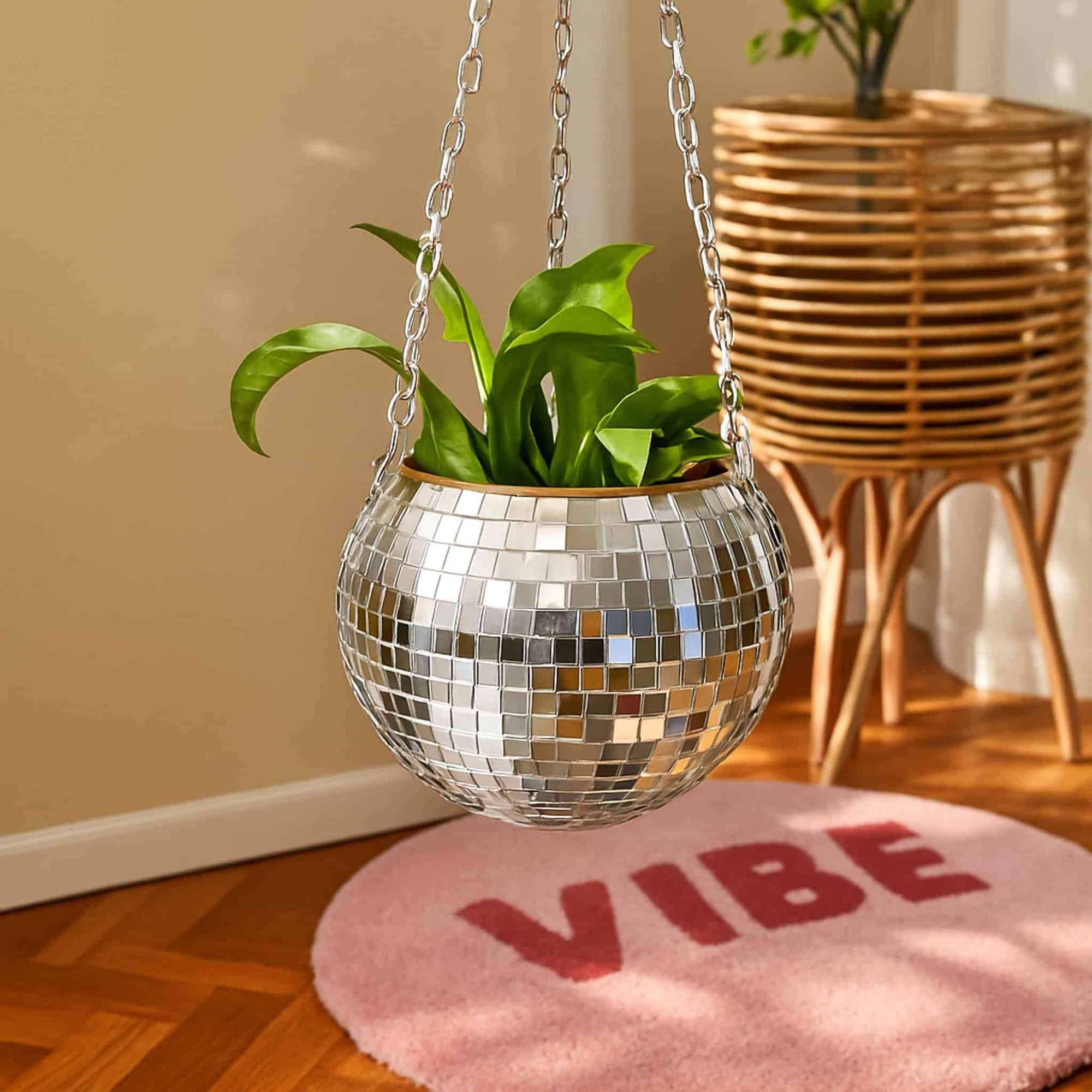 Disco Planter with mirrored hanging surface
