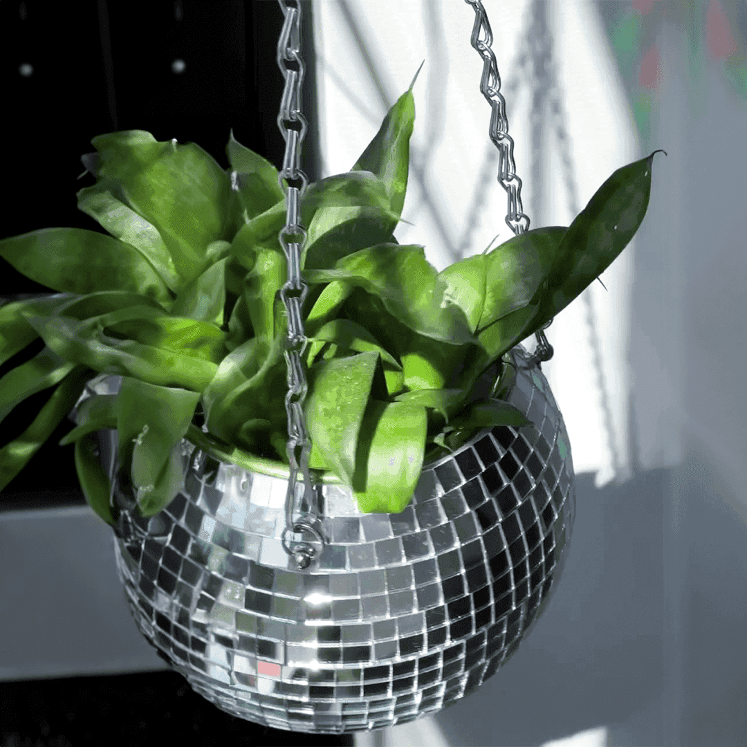 Reflective tile detail on the Disco Planter
