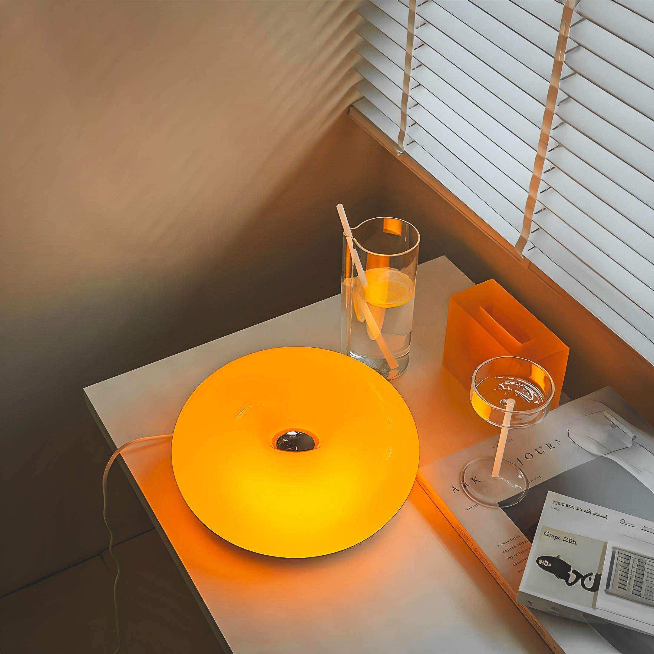 USB-powered orange Donut lamp with touch dimming