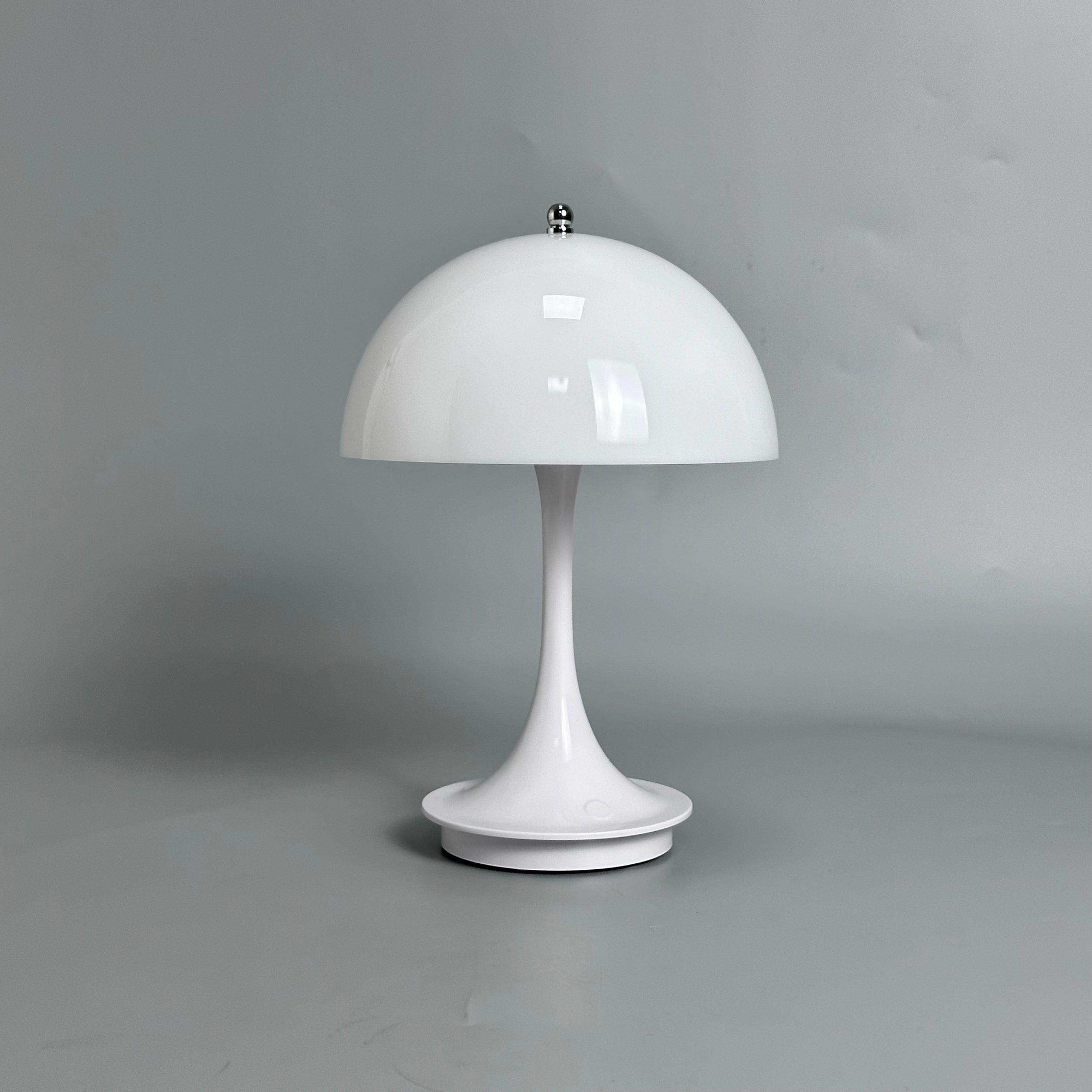 The Luna cordless mushroom table lamp in white