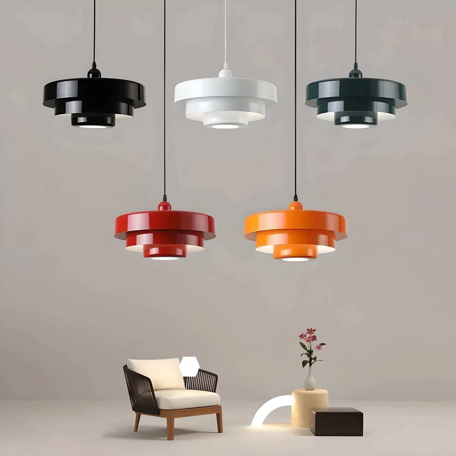 Retro ceiling pendant light with painted metal shade