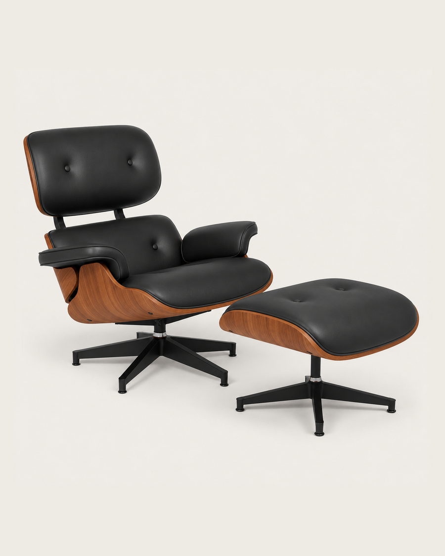 The Vesper Lounge Chair and Ottoman, framed for collection browsing