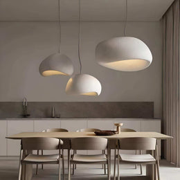 Wabi-sabi pendant light with organic textured shade
