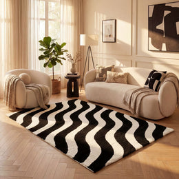 Mono Ripple Rug — room-scale view