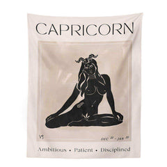 Astrology tapestry shown as a soft textile wall piece