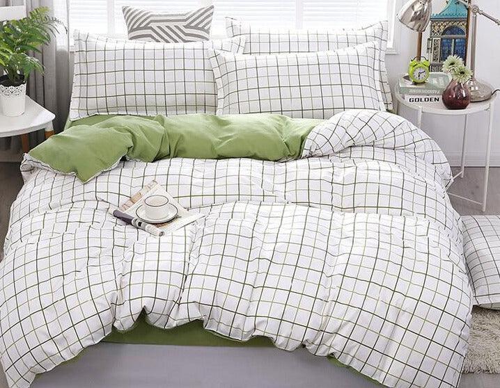 Flannel White/Green Bedding Set - Sickhaus