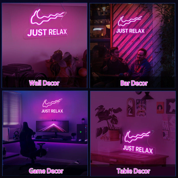 Just Relax Neon Swoosh Sign - Sickhaus