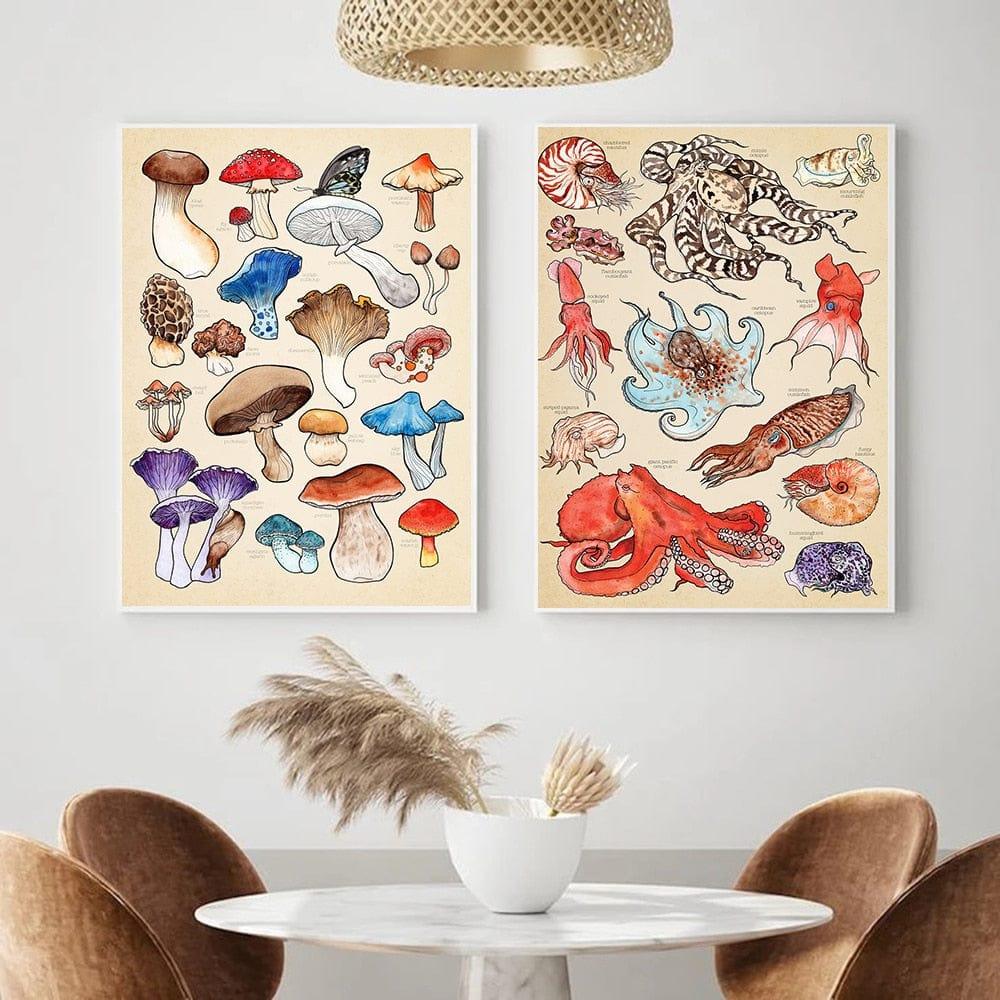 Mushroom Varieties Canvas Print - Sickhaus