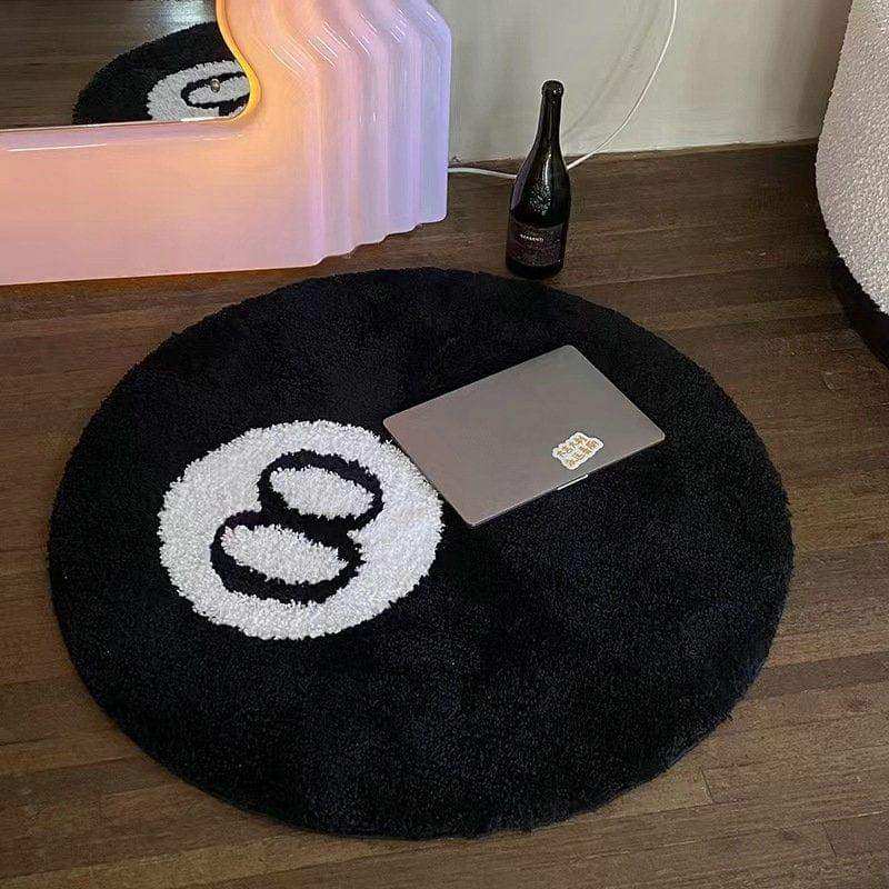 Close-up of the tufted 8 Ball Rug