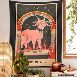 The Devil Tarot Tapestry styled as wall decor