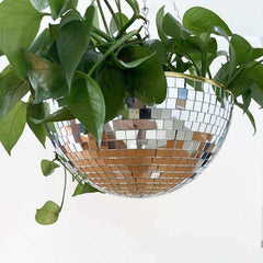 Round mirrored plant pot for indoor greenery