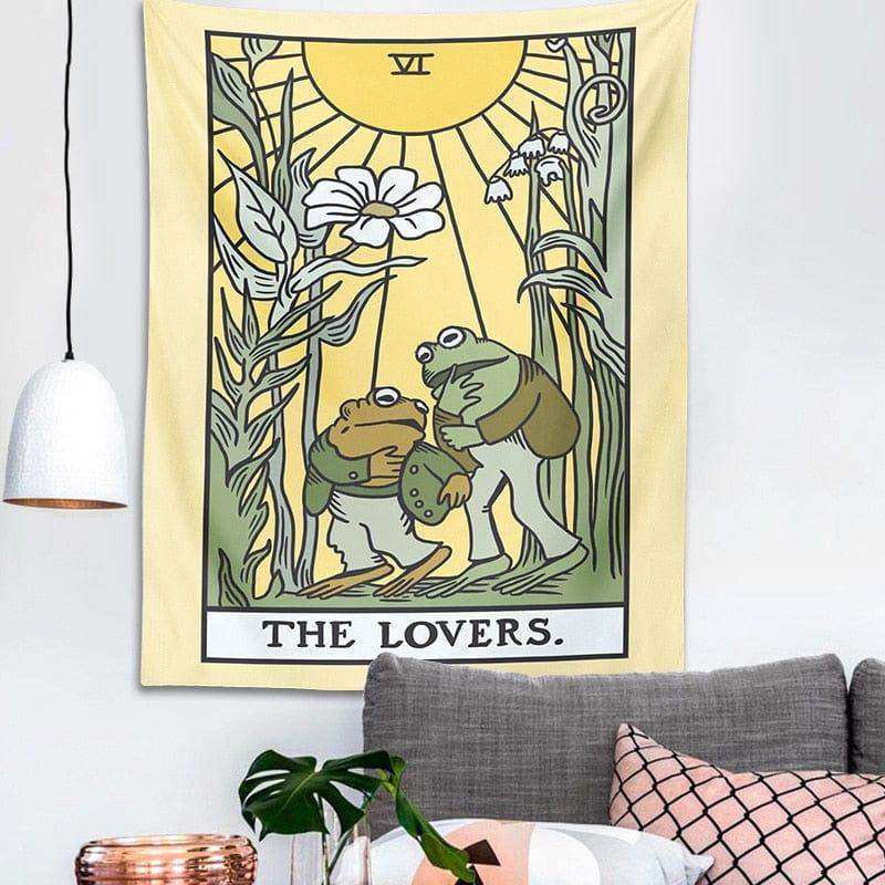 Frog characters reimagining The Lovers tarot card
